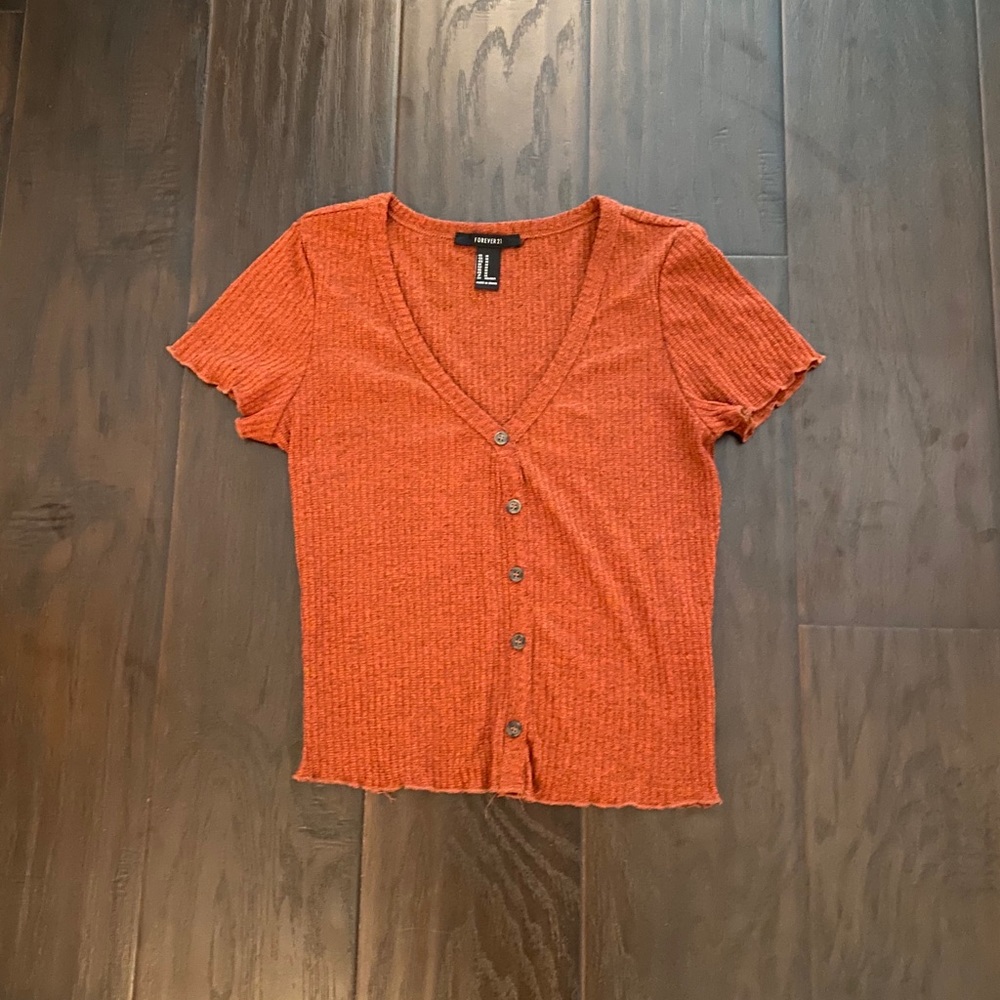 Forever 21 Burnt Orange Buttoned Crop top